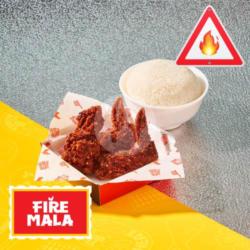 3 Pcs Chicken Wings Fire Mala Rice Set